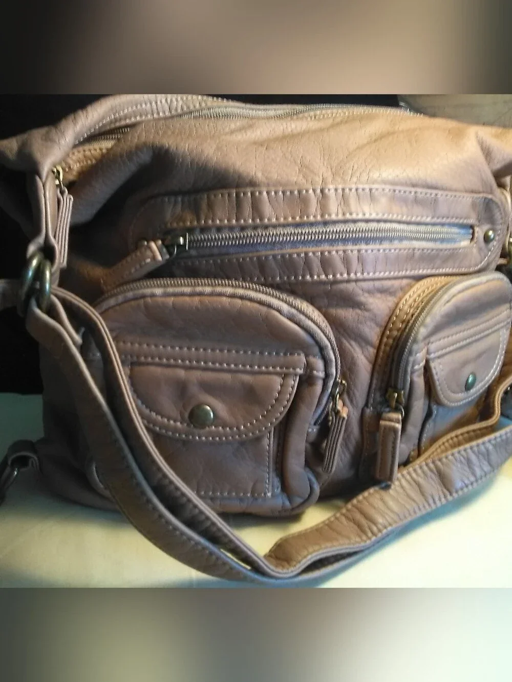 NWT AMPERE CREATIONS HOBO BAG VEGAN Leather Multi-Pocket Convertible SO SOFT!